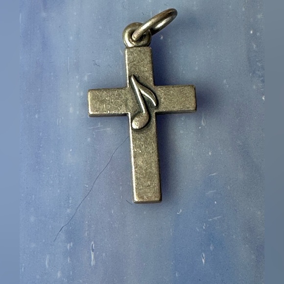James Avery Silver Cross Pendant with Musical Note Retired - Picture 2 of 8